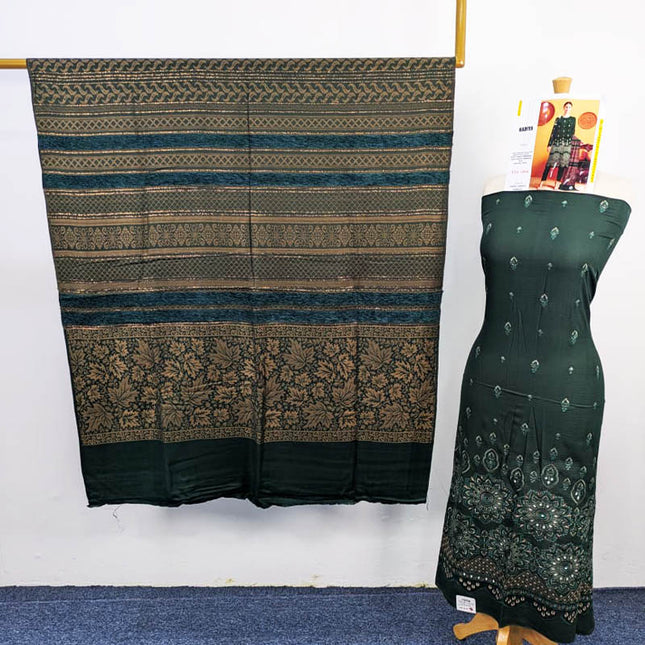 Heavy Embroidered Bana Dora Dhanak With Wool Shawl 3PC  Hadiya Vol-1846