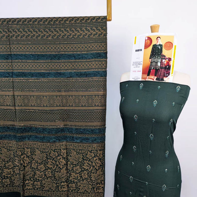 Heavy Embroidered Bana Dora Dhanak With Wool Shawl 3PC  Hadiya Vol-1846