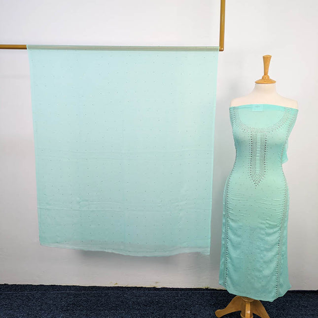 Handmade Mukesh Work Chiffon 2pc Unstitched