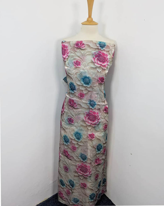 Printed Silk With Kundan 2PC Unstitched