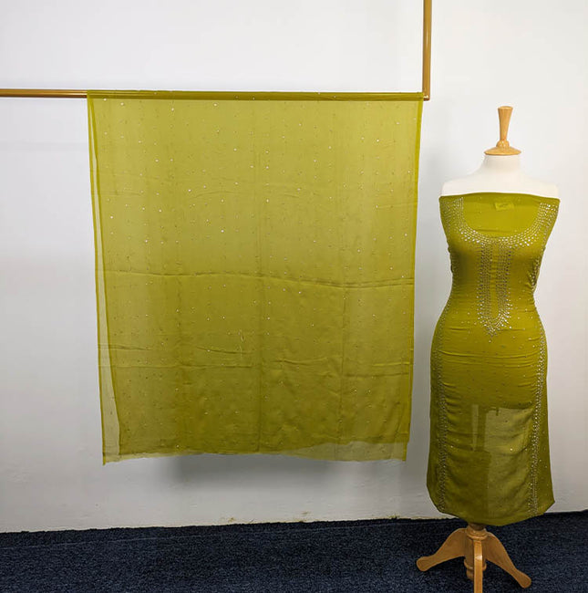 Handmade Mukesh Work Chiffon 2pc Unstitched