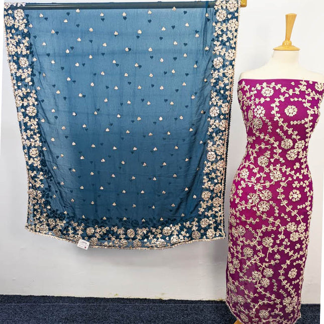 Handmade Gotta Work Chiffon With Contrast Dupatta