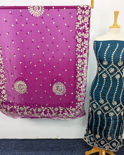 Handmade Gotta Work Chiffon With Contrast Dupatta