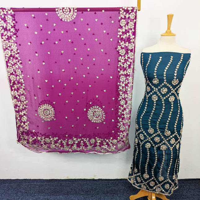 Handmade Gotta Work Chiffon With Contrast Dupatta