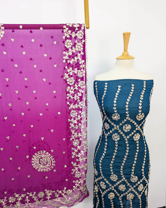 Handmade Gotta Work Chiffon With Contrast Dupatta