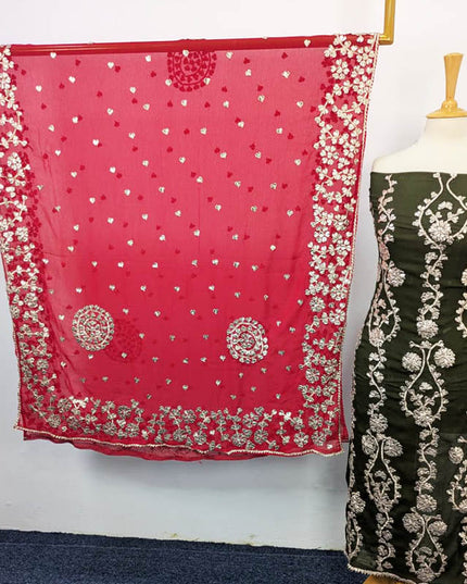 Handmade Gotta Work Chiffon With Contrast Dupatta