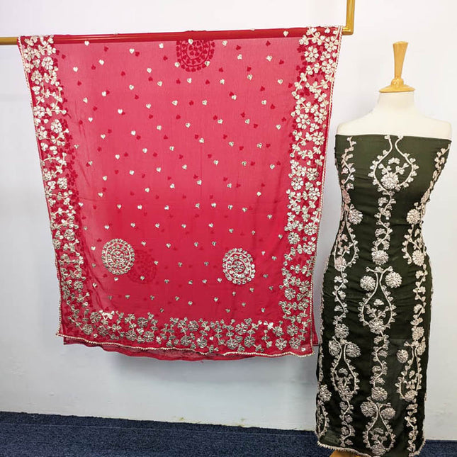Handmade Gotta Work Chiffon With Contrast Dupatta