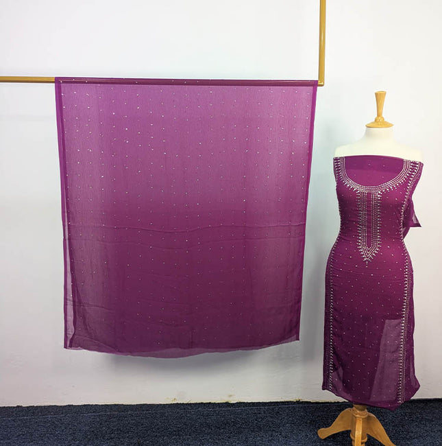 Handmade Mukesh Work Chiffon 2PC Unstitched