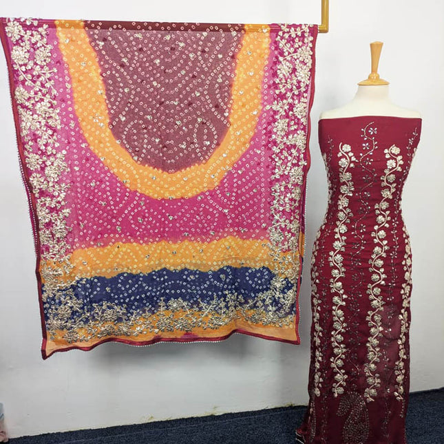 Handmade Chiffon With Gotta And Mukesh Work 2PC Unstitched