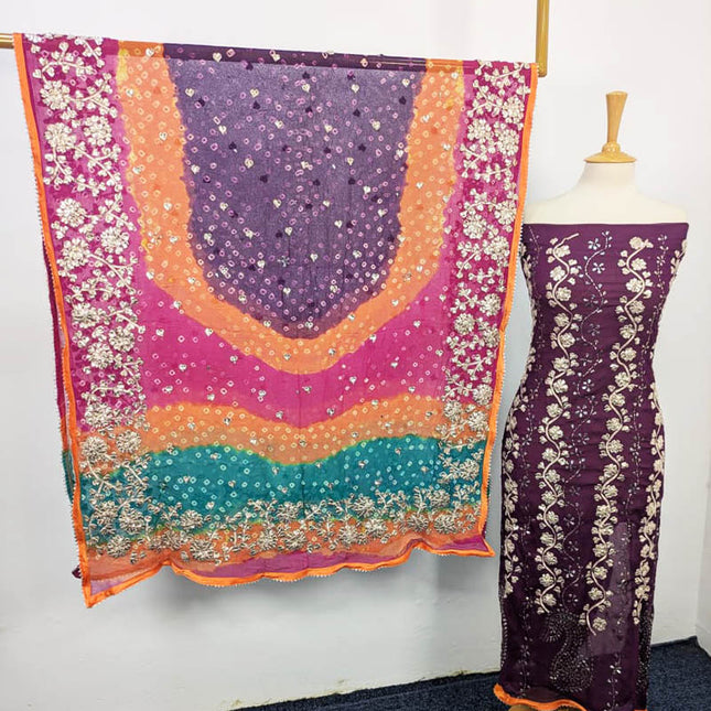 Handmade Chiffon With Gotta And Mukesh Work 2PC Unstitched