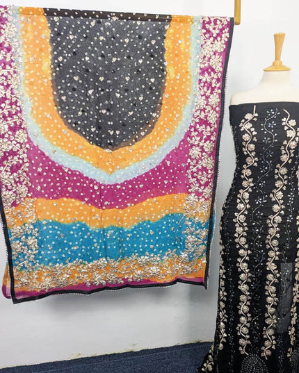 Handmade Chiffon With Gotta And Mukesh Work 2PC Unstitched
