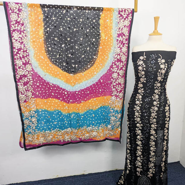 Handmade Chiffon With Gotta And Mukesh Work 2PC Unstitched