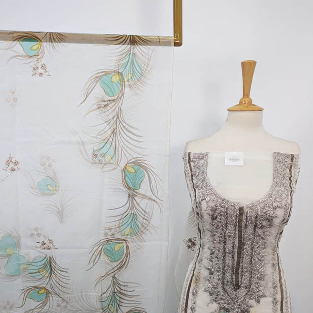 Handmade Gotta Work With Oil Paint Organza 2PC Unstitched