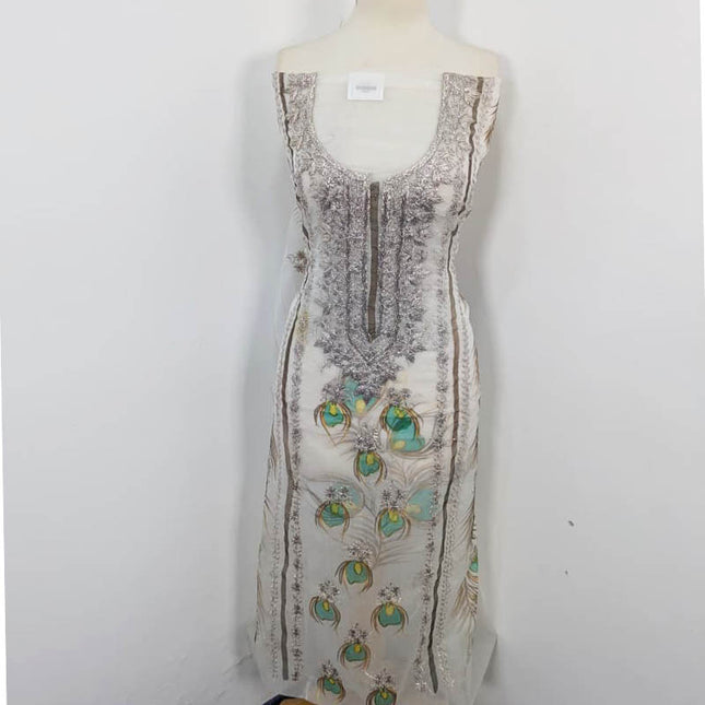 Handmade Gotta Work With Oil Paint Organza 2PC Unstitched