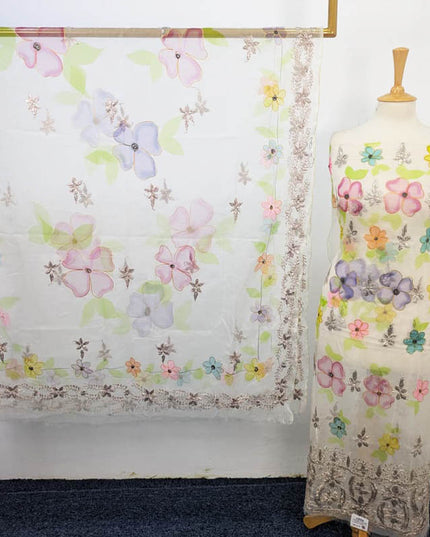 Handmade Gotta Work With Oil Paint Organza 2PC Unstitched