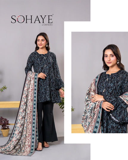 Premium Printed Khaddar 3PC Unstitched - Sohaye