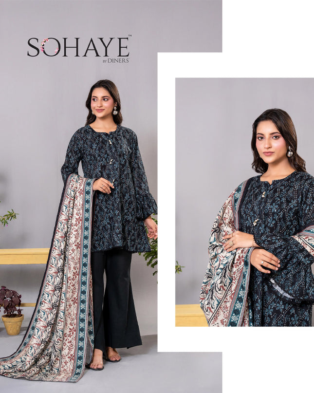 Premium Printed Khaddar 3PC Unstitched - Sohaye