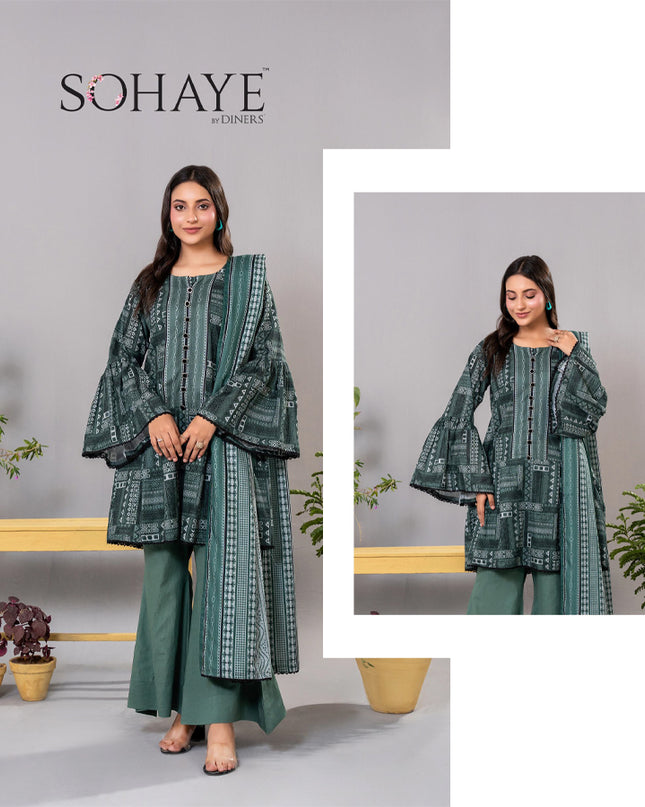 Premium Printed Khaddar 3PC Unstitched - Sohaye