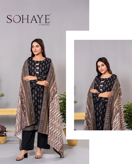 Premium Printed Khaddar 3PC Unstitched - Sohaye