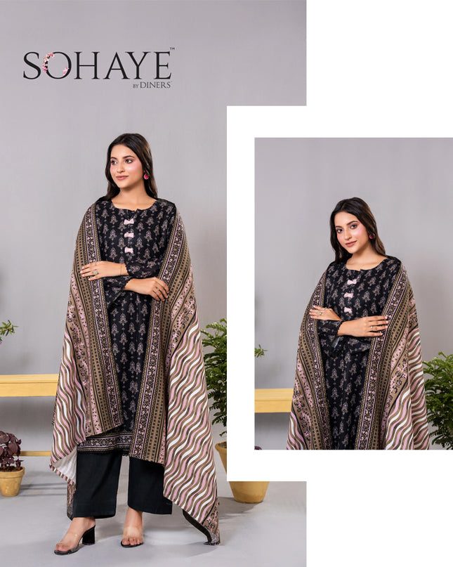 Premium Printed Khaddar 3PC Unstitched - Sohaye