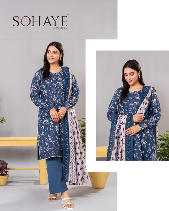 Premium Printed Khaddar 3PC Unstitched - Sohaye