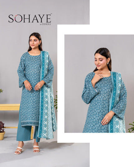 Premium Printed Khaddar 3PC Unstitched - Sohaye