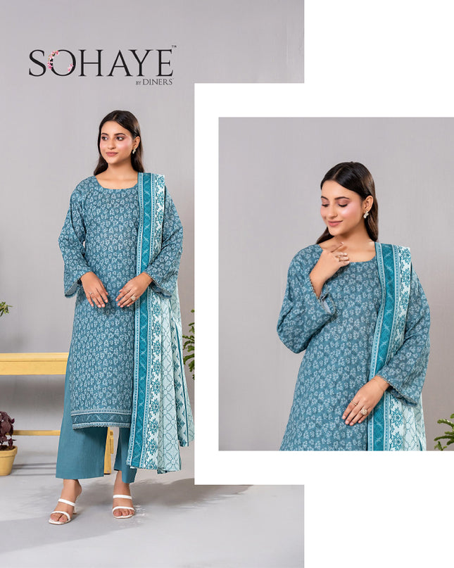 Premium Printed Khaddar 3PC Unstitched - Sohaye