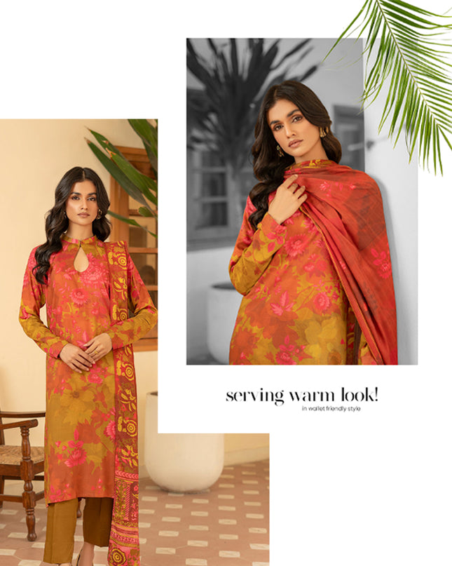 Digital Printed Stripe  Linen 3PC Unstitched Zarmina Vol -1