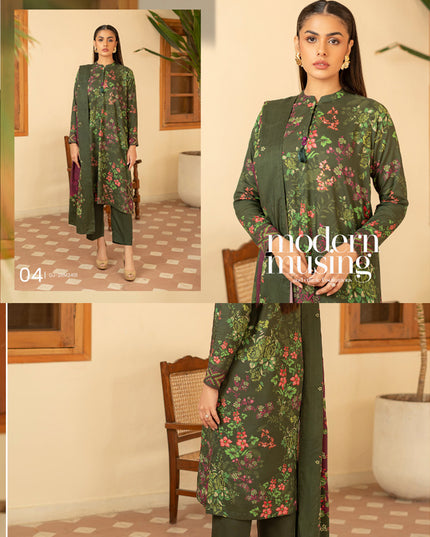 Digital Printed Stripe  Linen 3PC Unstitched Zarmina Vol -1