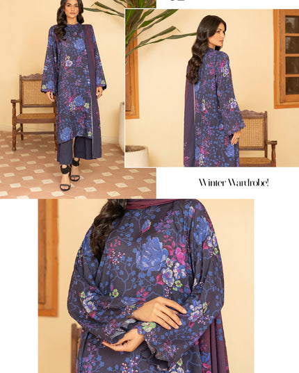 Digital Printed Stripe  Linen 3PC Unstitched Zarmina Vol -1