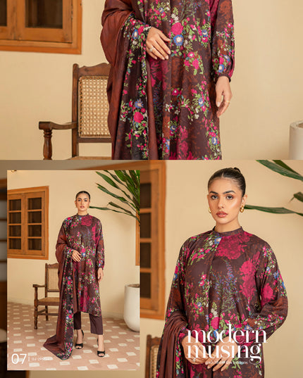 Digital Printed Stripe  Linen 3PC Unstitched Zarmina Vol -1