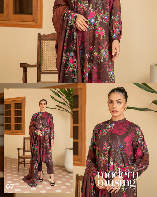 Digital Printed Stripe  Linen 3PC Unstitched Zarmina Vol -1