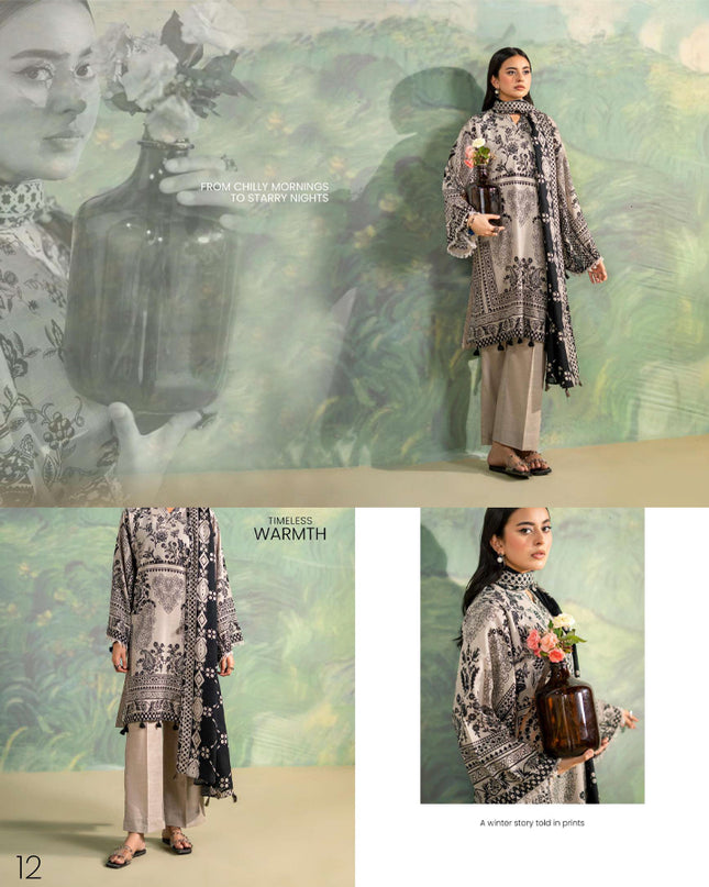 Digital Printed khaddar 3PC Unstitched - Winter Rush Vol 1