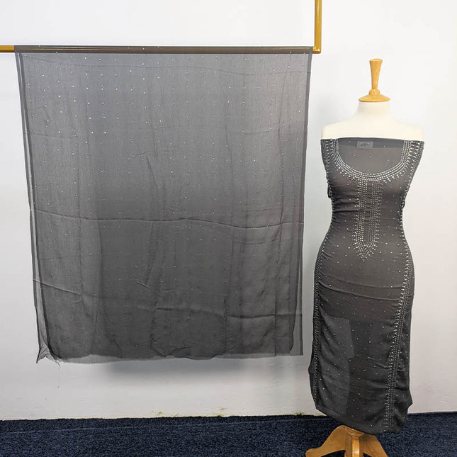 Handmade Mukesh Work Chiffon 2pc Unstitched