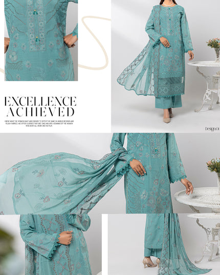 Embroidered Karandi With Chiffon Dupatta 3PC Unstitched - Nissa Vol -1