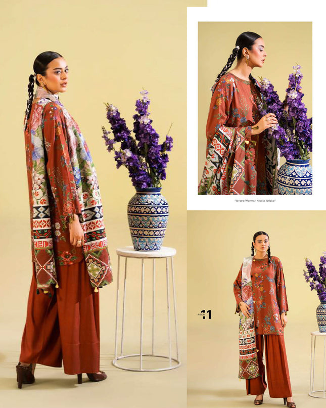 Digital Printed Viscose Bana Dora 3PC Unstitched - Saaz