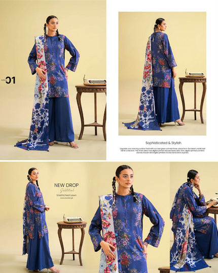 Digital Printed Viscose Bana Dora 3PC Unstitched - Saaz