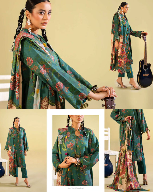 Digital Printed Viscose Bana Dora 3PC Unstitched - Saaz