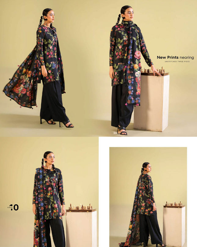Digital Printed Viscose Bana Dora 3PC Unstitched - Saaz
