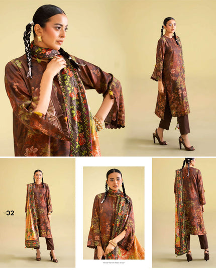 Digital Printed Viscose Bana Dora 3PC Unstitched - Saaz