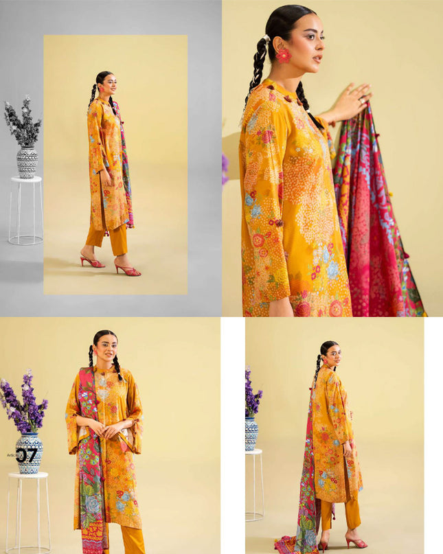 Digital Printed Viscose Bana Dora 3PC Unstitched - Saaz