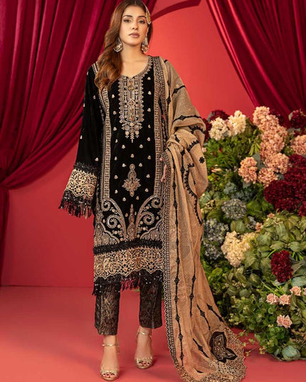 Luxury Embroidered Sequins and Boring Velvet 3PC Unstitched - Sharjeena Vol-03