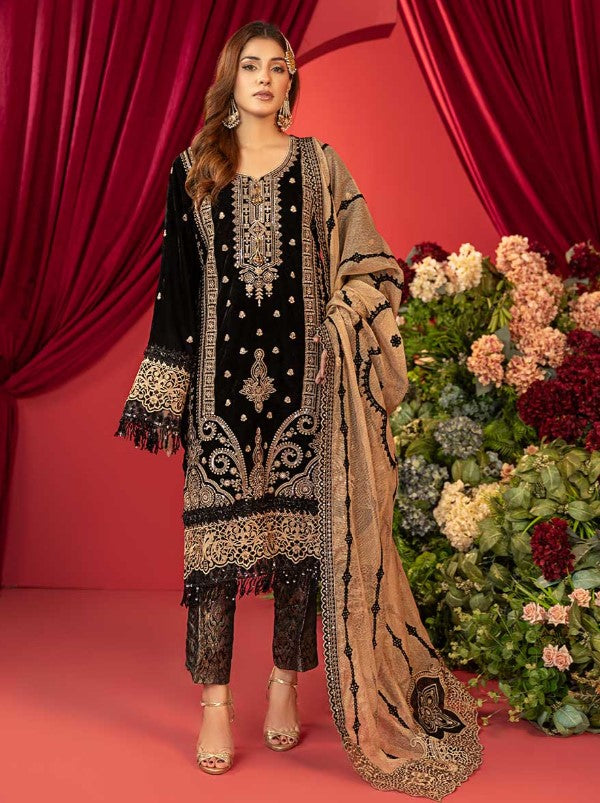 Luxury Embroidered Sequins and Boring Velvet 3PC Unstitched - Sharjeena Vol-03