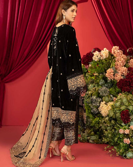 Luxury Embroidered Sequins and Boring Velvet 3PC Unstitched - Sharjeena Vol-03