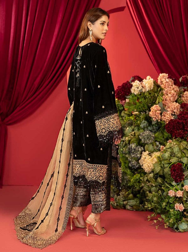 Luxury Embroidered Sequins and Boring Velvet 3PC Unstitched - Sharjeena Vol-03
