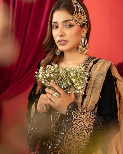 Luxury Embroidered Sequins and Boring Velvet 3PC Unstitched - Sharjeena Vol-03