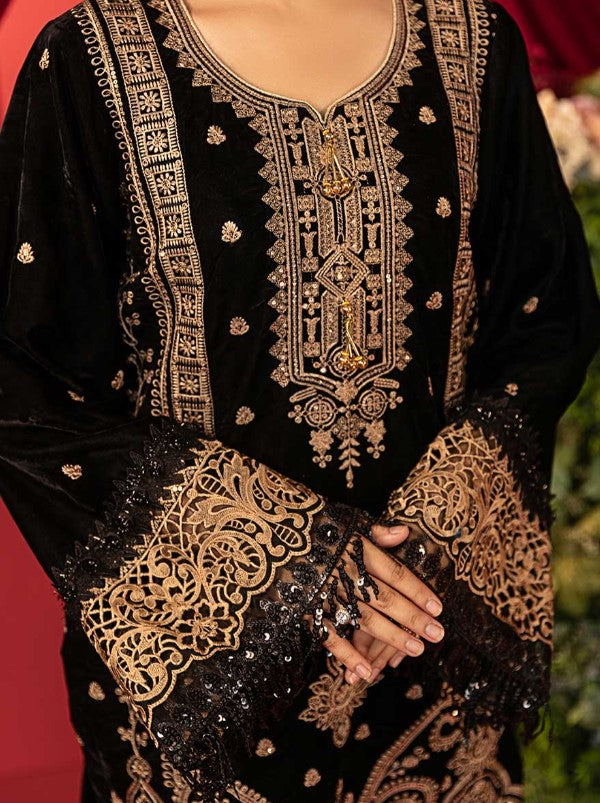 Luxury Embroidered Sequins and Boring Velvet 3PC Unstitched - Sharjeena Vol-03