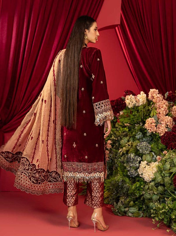 Luxury Embroidered Sequins and Boring Velvet 3PC Unstitched - Sharjeena Vol-03