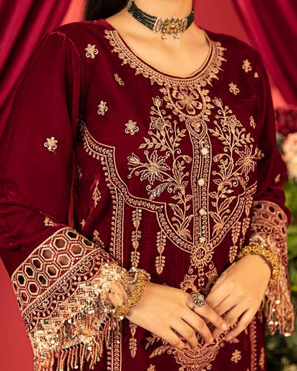 Luxury Embroidered Sequins and Boring Velvet 3PC Unstitched - Sharjeena Vol-03