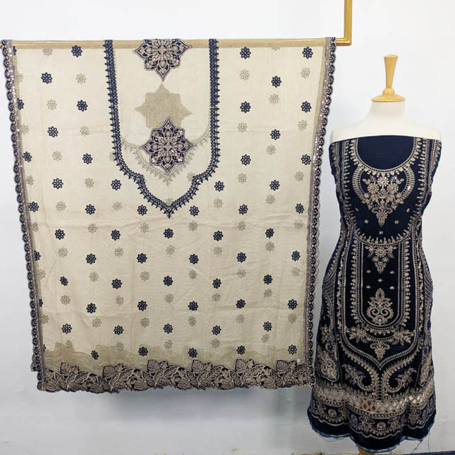 Luxury Embroidered Sequins and Boring Velvet 3PC Unstitched - Sharjeena Vol-03